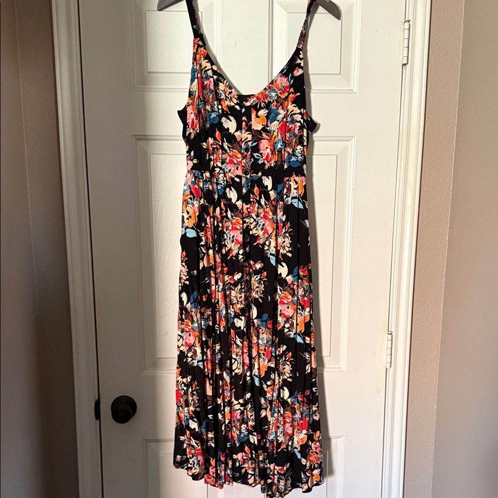 Torrid Black Floral Midi Dress